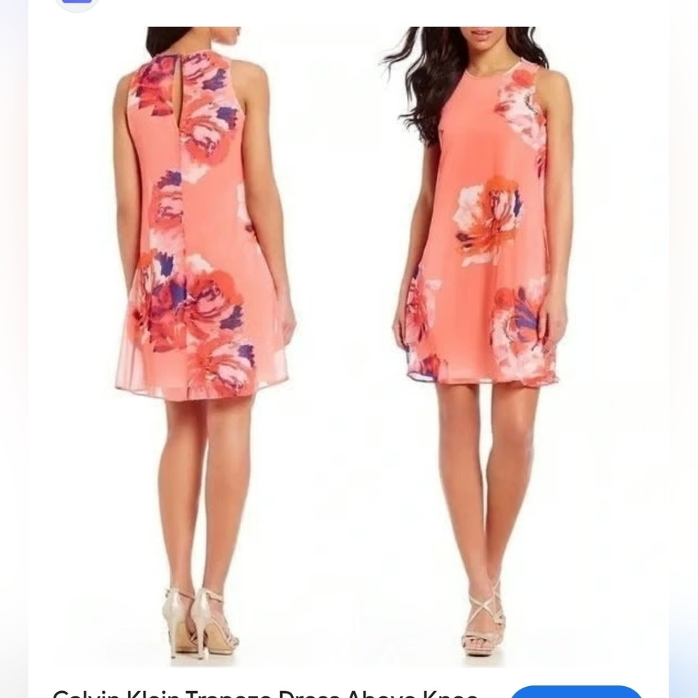 Calvin Klein Coral Floral Mini Dress